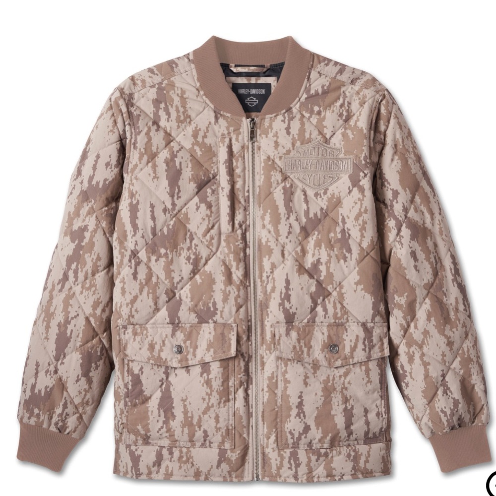 Harley Davidson Quilted Park Bomber Jacket Digi Camo Men NWT